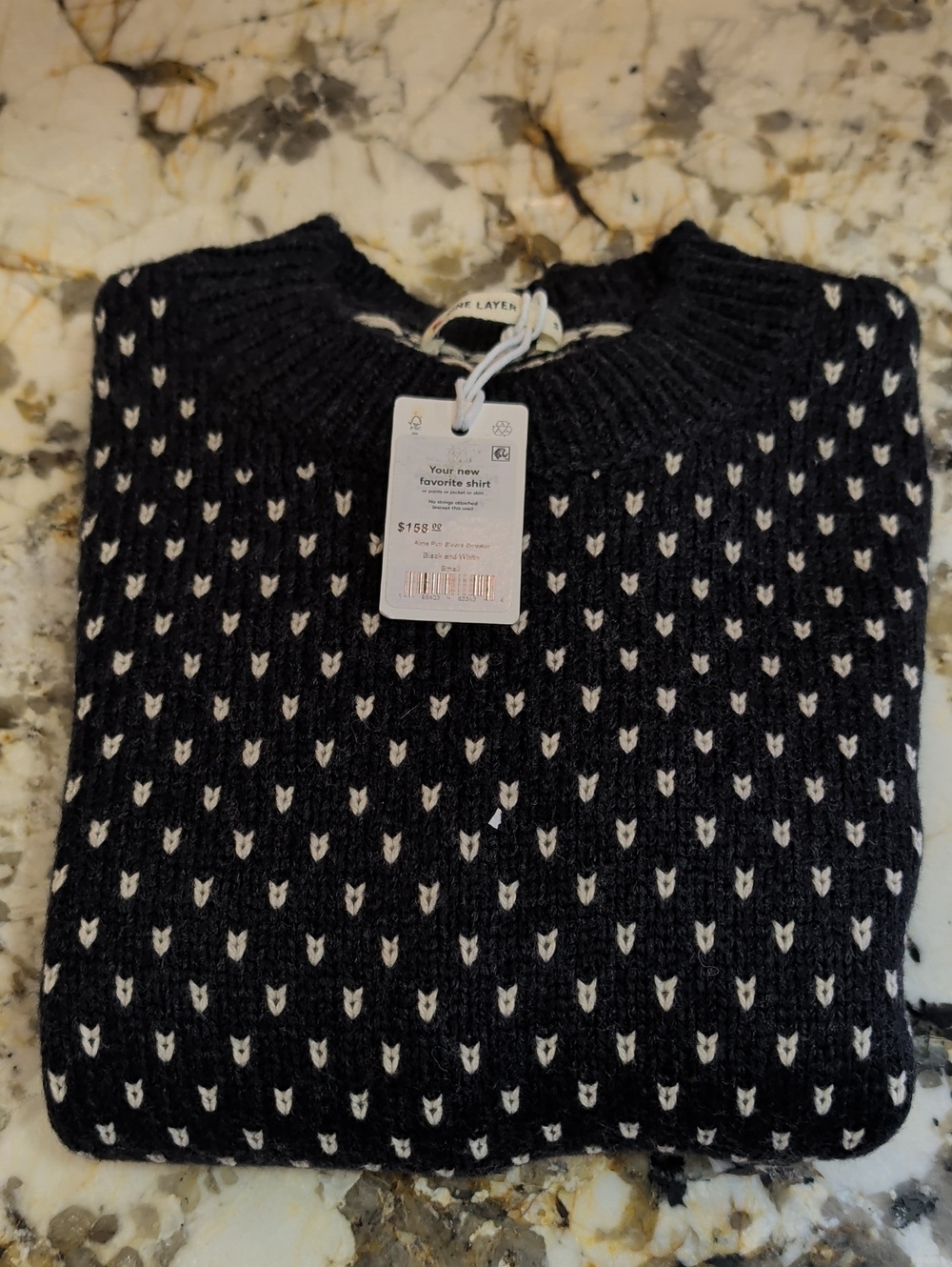 Beautiful MARINE LAYER Alma Puff Sleeve Sweater With Black With White Accents - Picture 10 of 11